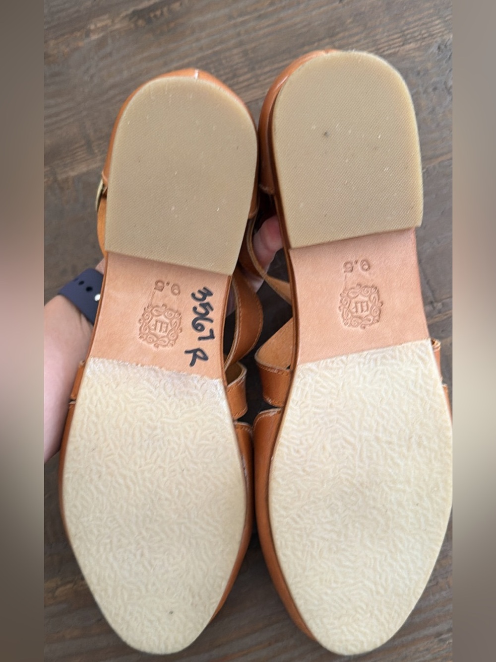Bali elf leather strappy shoes mangrove leather ballet flat in tan size 9.5 - Picture 5 of 5
